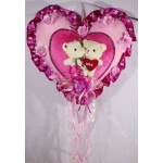 Beautiful Pink Plush Heart with Valentine Love Couple Teddy Bears